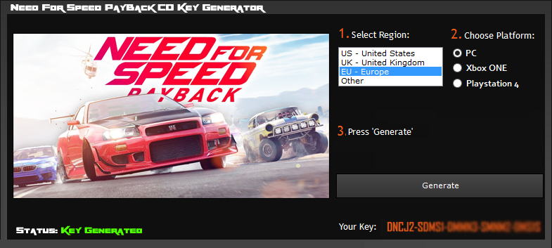 need for speed payback license key free